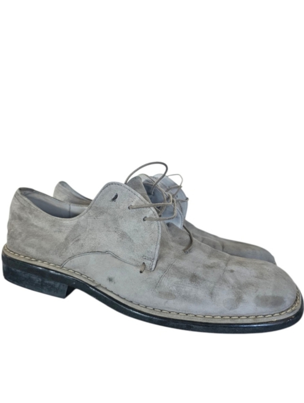 Hugo Boss Quiet Luxury Old Money Square Toe Gray Suede Dress Shoes Sz 9.5‎